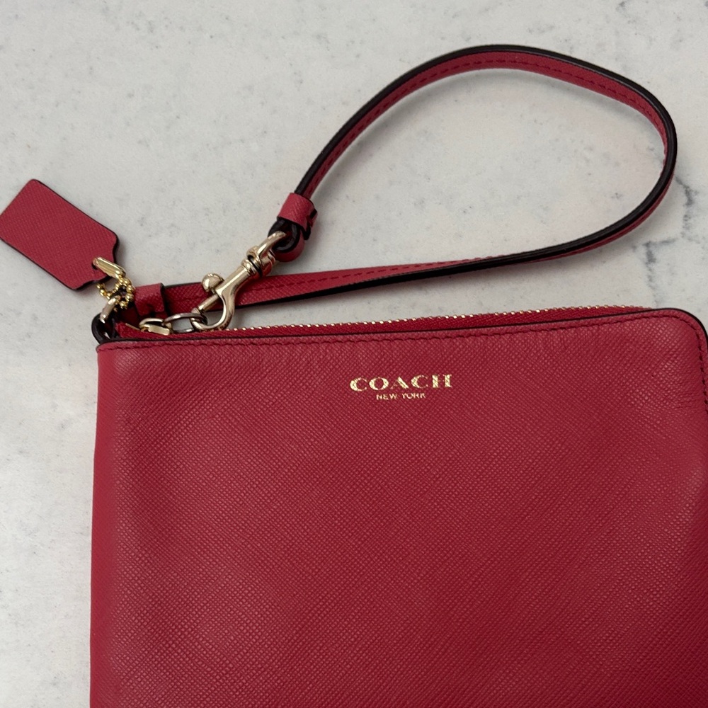 Coach Cherry Red Leather Wristlet